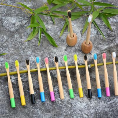 China Wholesale 100% Eco Friendly Bamboo Toothbrush Logo Soft Children Customized Disposable Natural Biodegradable Wood With Round Handle for sale