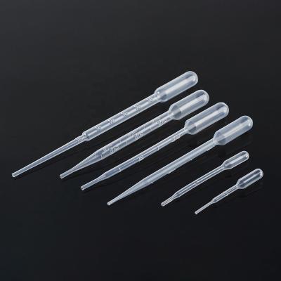 China 1ml 2ml 3ml Sterile Disposable Fine Liqued Dropper Plastic Lab Tip Transfer Pasteur Pipette 308 for sale