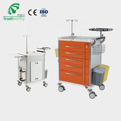 China QT732 Modern Reliable Multifunctional Stainless Steel Emergency Crash Cart Mdical Hospital Trolley for sale