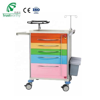 China Transport Solution Medication QT776 Trustworthy Dental Metal Cabinet Trolley Medical Crash Cart With Drawers For Nursing Homes for sale