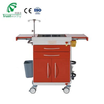 China Modern Hospital Casters ABS Medical Emergency Cart Silent Rolling Carts With Drawer for sale