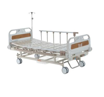 China New 2022 High Quality Engineering Plastic Three Fold Manual Medical Hospital Bed Furniture ABS Central Control for sale