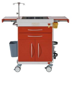 China Modern 2022 New Promotion Stainless Steel Orange And Red Medical Furniture Hospital Emergency Trolley for sale