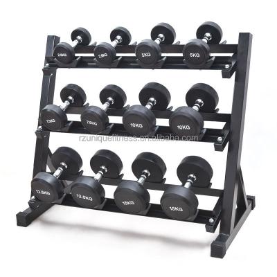 China Rubber Covered Dumbbell Gym Equipment Fitness&Bodybuilding Fitness Accessories Round Head Dumbbell Set for sale