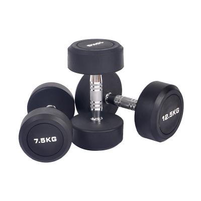 China Fitness&Bodybuilding Rubber Covered Round Equipment Gym Dumbbell Head Dumbbell Set for sale