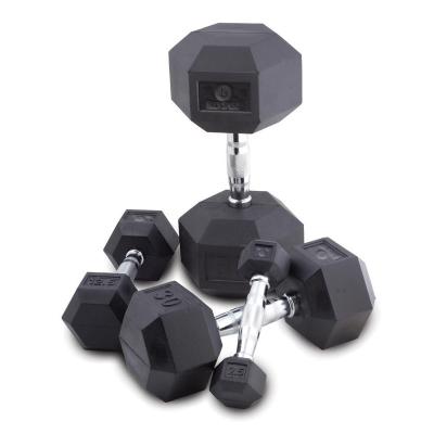 China Rubber Covered Dumbbell Fitness&Bodybuilding Hex Dumbbells Set for sale