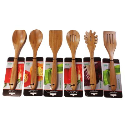 China Sustainable 6 Piece Bamboo Spoons Set Non Stick Cookware Set for sale