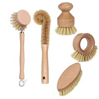 China Sustainable Home Use Eco-friendly Wooden Bowl Pan Dish Washing Cleaning Kitchen Pot Brush for sale