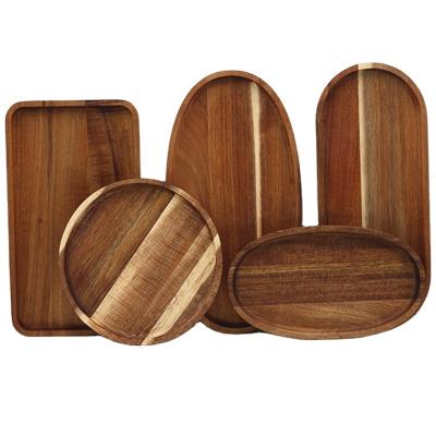 China Wholesale Custom Made Eco-Friendly/Decorative Serving Wooden Breakfast Slat /Durable Acacia Wood Tray for sale