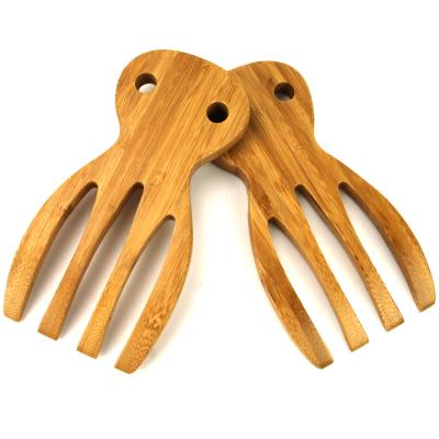 China Wholesale and High Quality Sustainable Bamboo Hand Salad Server Bamboo Set for sale