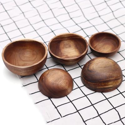 China Sustainable Custom Made Eco-Friendly Diameter 95mm Small Acacia Wood Salad Bowl for sale