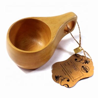 China Sustainable Nature Environment Friendly Outdoor Camping 100% Families Using Wooden Coffee Milk Tea Mug With Handle for sale