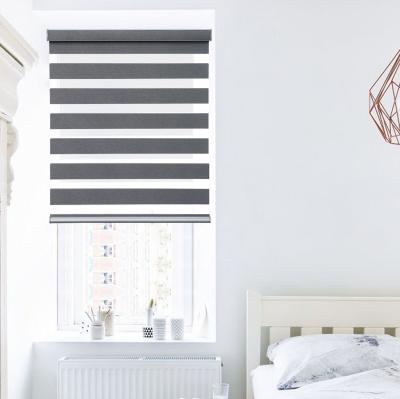 China Modern High Quality Waterproof Window Blind Manual Control Fabric Roller Shades Zebra Blinds For Windows for sale