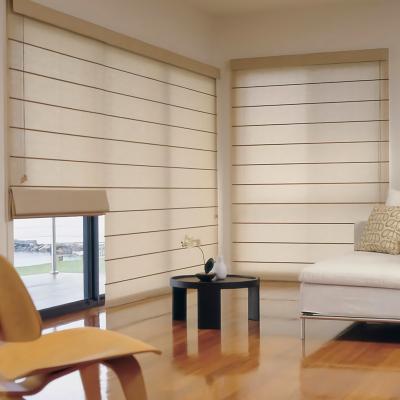 China Traditional Office Customized Hardware Manual Roll Up String Cordless Roman Blinds Luxury Bamboo for sale