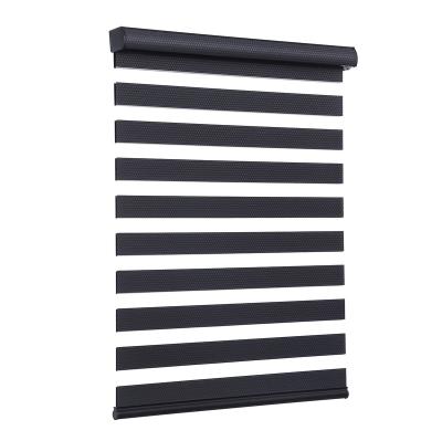 China 100% Polyester Modern Wholesale Waterproof Fabric Window Curtain Remote Control Zebra Roller Blinds Double for sale