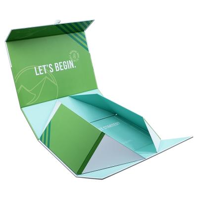 China Recycled Materials Customized Green Foldable Paper Gift Dress Box Rigid Cardboaed Paper Box for sale