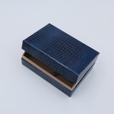 China Handmade Luxury Special Paper Blue United Sunglasses Velvet Flip Top Packaging Box for sale