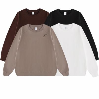 China 480G Breathable Plain Drop Shoulder Brown Unisex Basic Crewneck OEM Cut Out Sweatshirt White Sweatshirt For Men for sale