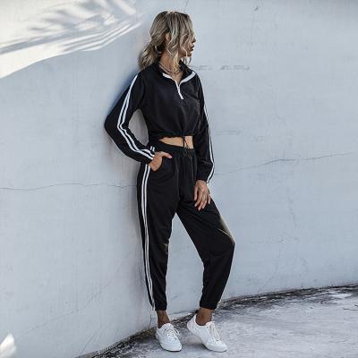 China Breathable Full Sleeve Zipper Two Piece Set Women Casual Sports Wear Tracksuits Sweatsuit for sale