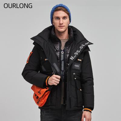 China OURLONG Breathable Mens Streetwear White Duck Down Coat Winter Puffy Oversized Padded Jacket For Men for sale