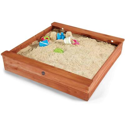 China Customized Customized Kids Playground Wooden Sandbox With Benches Outdoor Wooden Sandbox for sale