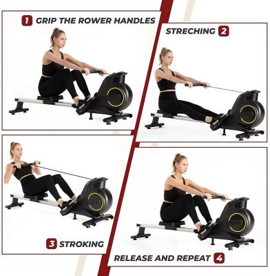 China Commercial Indoor Use Rowing Machine Rower w/LCD Monitor with 8 Level Silent Magnetic Belt System for Home Training and Cardio Exercise for sale