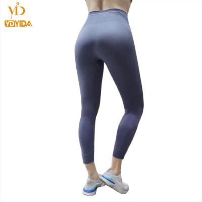 China Striped Women Breathable Pants Breathable Stretch Leggings Sports Training Pants Seven Point Running Yoga Fitness Sport Leggings for sale