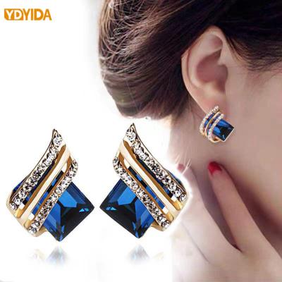 China 2022 Other Classic Elegant Crystal Light Luxury Jewelry Earrings Gemstone Cards Zircon Custom Women Stud Earring Set for sale