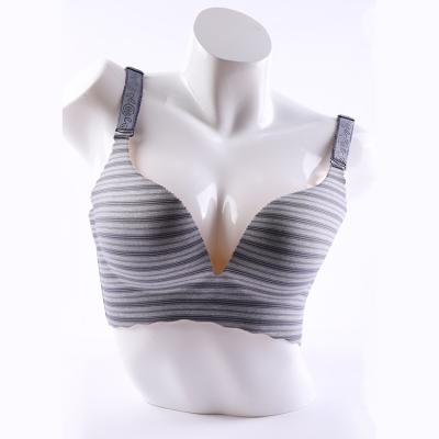 China One Piece Seamless Stripe Printed Lady Sexy Breast Full Up Bra One Piece Bra Seamless Bra for sale