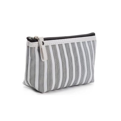 China Fashion Fresh Stripe Art Makeup Bag Travel Rinse Bag Handbag Waterproof Women for sale