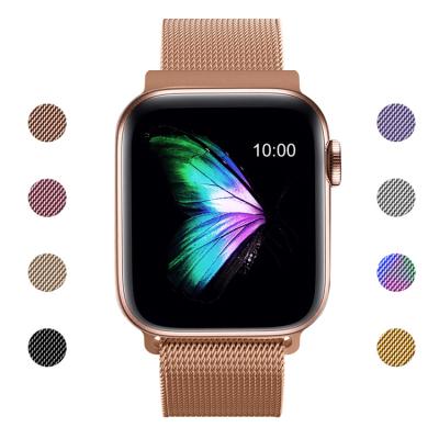 China Luxurious iwatch milanious Strap Wrist Fanshion Women Girls Metal Stainless Steel Apple Watch Gold Band 44 for sale