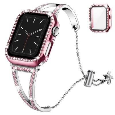 China Fanshion Stainless Steel Metal Strap With Diamonds For Apple Watch Metal Band For Iwatch 38mm 44mm 42MM 40MM for sale