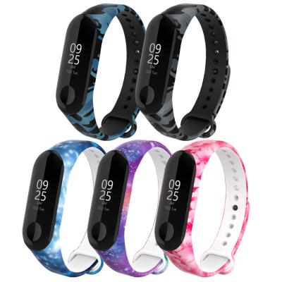 China Water Resistant For Xiaomi MI Band 3 4 Strap Replacement Printing Silicone Band Smart Watch Strap for sale