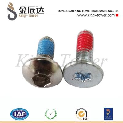 China special self locking patch screw/lock screw /nylok screw (with ISO and RoHs certification) for sale