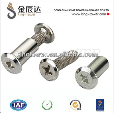 China Stainless Steel Furniture Cam Lock Screws Round Head Screw The Screw And Nut Lock Together for sale