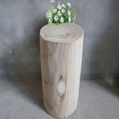 China Wholesale Natural Wooden Low Moq Log Bar Cylinder Short Wooden Stool Sneaks Rustic Wood Pine for sale