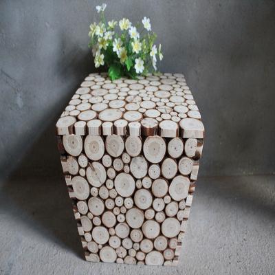 China Good Quality Natural Log Wood Factory Directly Sneak Faux Farmhouse Antique Wooden Step Stools for sale