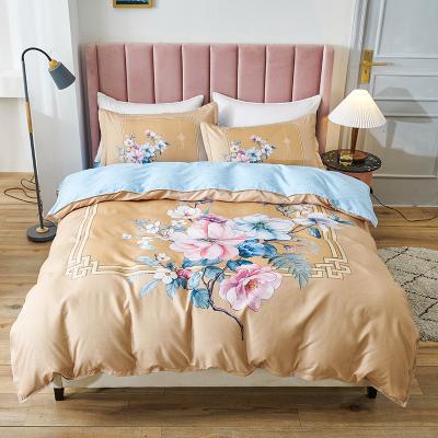 China Nondisposable Hot Selling 100% Polyester Microfiber Bedding Set Soft Sheet Bed Set With Flower Printing for sale