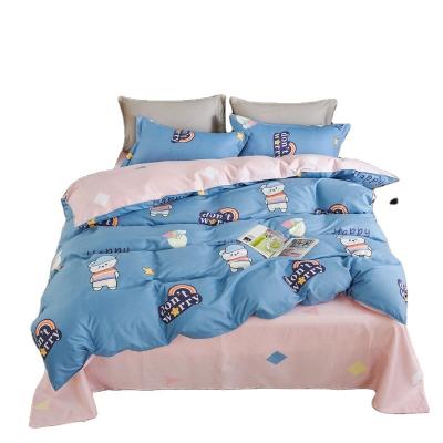 China Nondisposable Four-Piece Bed Sheet Set Single Polyester Cartoon Style Bedspread Bedding Set for sale