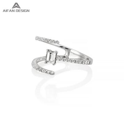 China TRENDY New Fashion Jewelry Zircon Ring Finger Opening Sterling Silver Gold Plated Ring for sale