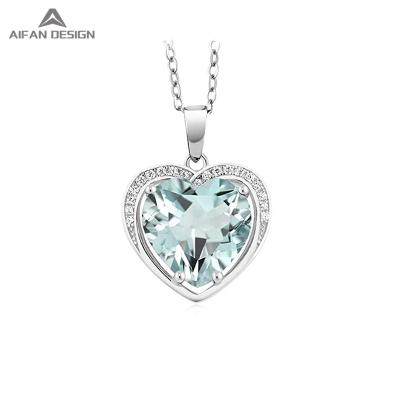 China FASHIONABLE 925 Sterling Silver Gold Plated Necklace Jewelry and Light Blue Zircon Pendant Jewelry for sale