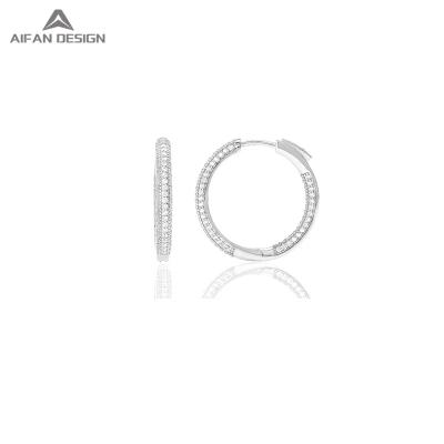 China FASHIONABLE Design Gold Plated Zircon Fashion Sterling Silver Gold Circle Hoop Earrings for sale