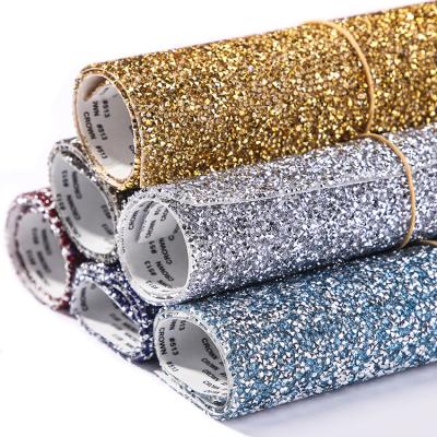 China Flatback Factory Wholesale Hot Rhinestone Resin Sheet 24x40cm Adhesive DIY Glitter Rhinestone Sticker Mesh Sheets For Clothing for sale