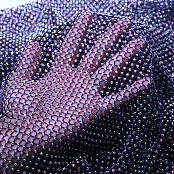 China Flatback Custom Diamond Fishnet Strass Mesh Fabric Trimming Stretch Elastic Rhinestone Net Mesh For Garment And Shoe Accessories for sale