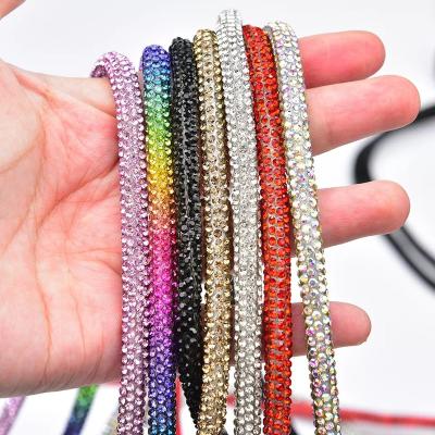 China Flatback New Arrival 6mm Luxury Crystal Diamond Rhinestone Rope Tube For Hoodies Shoelace Crystal Rhinestone Cord for sale