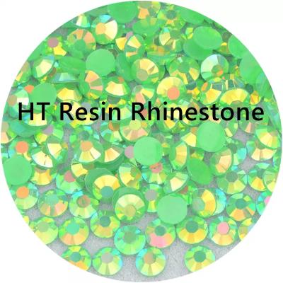 China Flatback Hongtao Factory Wholesale Flat Back Resin Crystal Stone Bulk Package Jelly Peridot AB Rhinestone For Clothes for sale