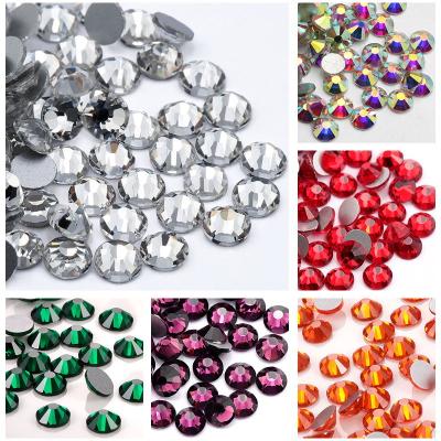 China Flatback 1440pcs Crystal Non Hotfix Rhinestone Large Quantity Glass Flatback Rhinestones Round Gems Glass Stones For Clothes Shoes DIY for sale