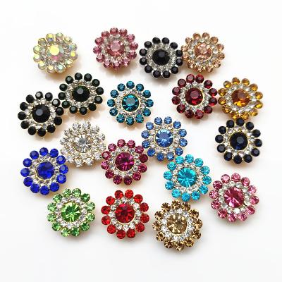 China Flatback New Crystal Flower Type 14mm Three-layer Sun Flower Glass Drill Sew On Rhinestone Clothing Shoe Bag Accessories for sale