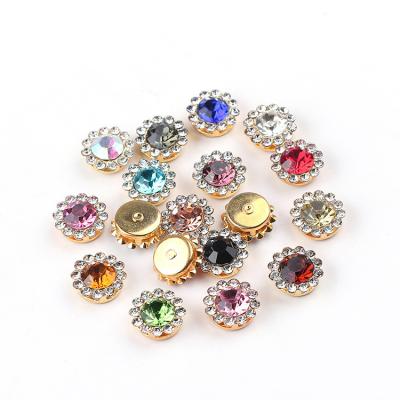 China Flatback 8/10/12MM Glass Drill Double Layer Drill Sunflower Hand Sew On Rhineston For DIY Wedding Dress Accessories for sale