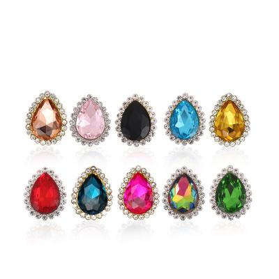 China Flatback Water Drop Sunflower Double-Layer Sewing Glass Tear Drop Shape Rhinestones For Diy Hair Accessories Shoes Clothing Accessories for sale